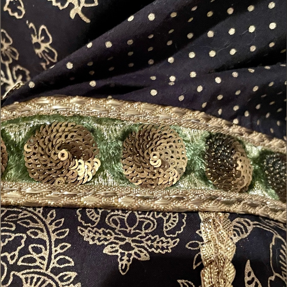 NWT Breathtaking! April Cornell Midnight Dress blk + gold embroidered dress (S) - Picture 6 of 16